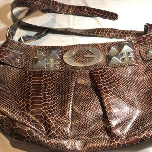 Woman’s Rare Y2k Guess purplish Brown Designer Guess VTG Shoulder Bag